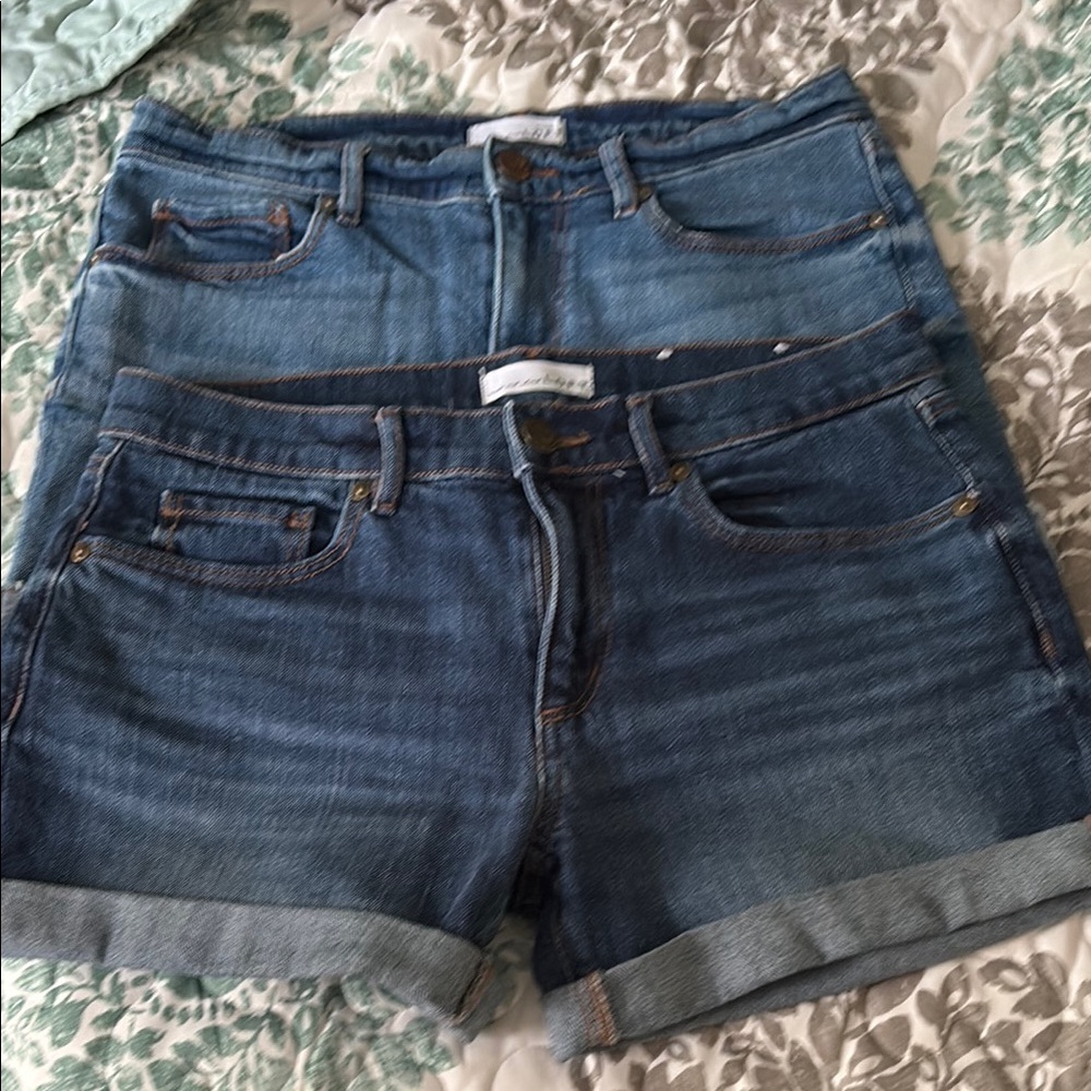 LOFT Blue Jean Shorts Cuffed Casual